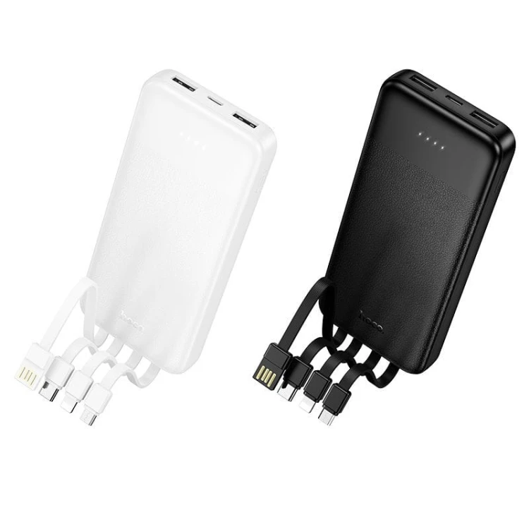 Uniwersalny powerbank 5w1 Hoco J163 10000 mAh 2A z wbudowanymi kablami i wskaźnikiem LED – Czarny