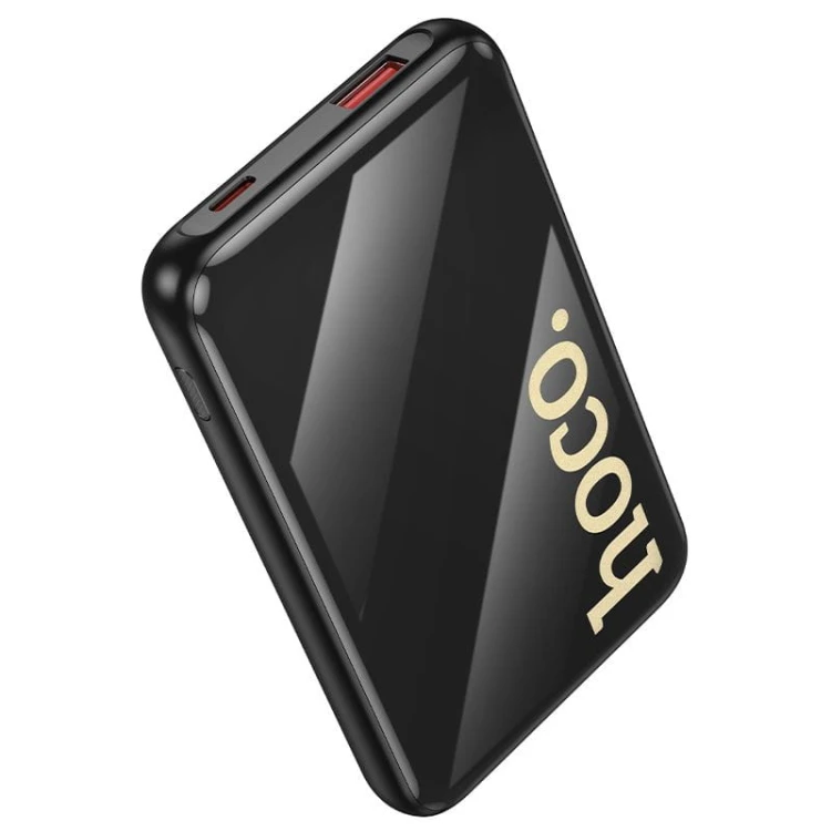 Kompaktowy powerbank 4w1 Hoco Q37 10000 mAh PD 20W / QC 22.5W z wbudowanymi kablami USB-C i Lightning – Czarny