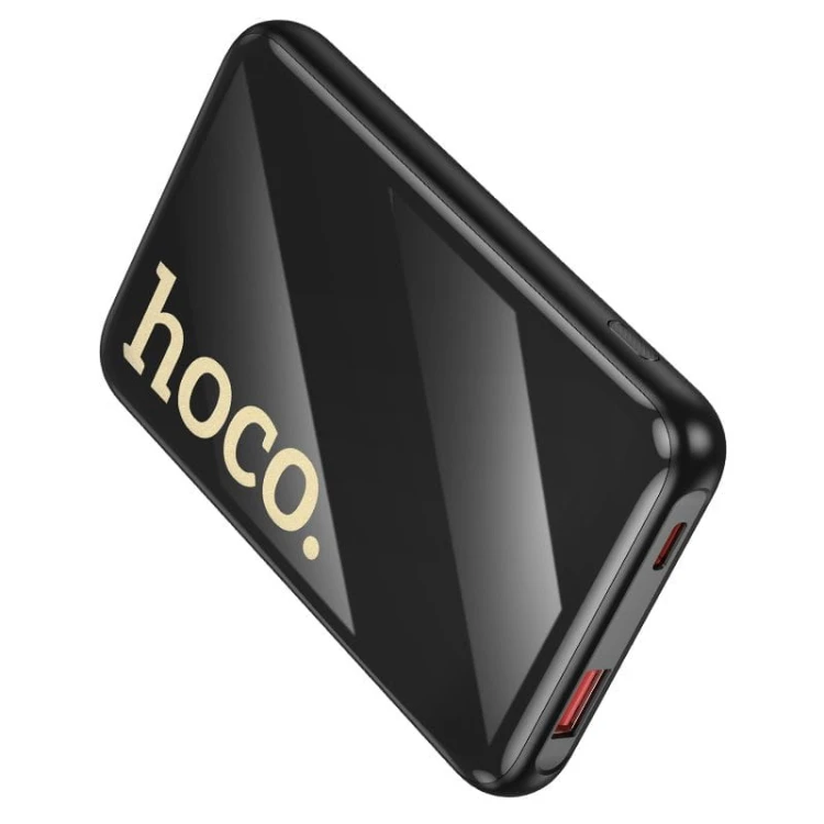 Kompaktowy powerbank 4w1 Hoco Q37 10000 mAh PD 20W / QC 22.5W z wbudowanymi kablami USB-C i Lightning – Czarny