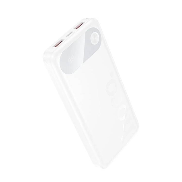 Smukły powerbank Hoco J154 10000 mAh PD 20W / QC 22.5W z wyświetlaczem LCD – Biały