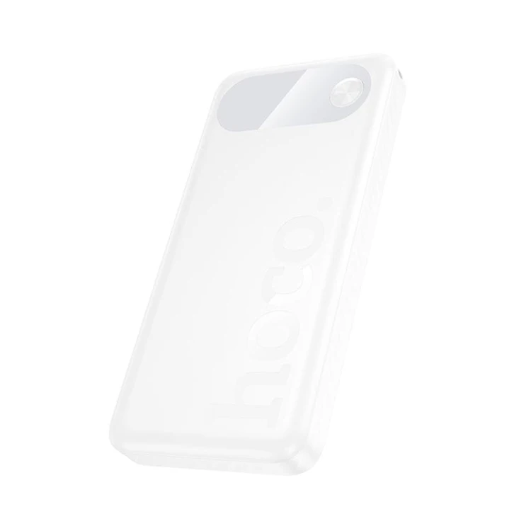 Smukły powerbank Hoco J154 10000 mAh PD 20W / QC 22.5W z wyświetlaczem LCD – Biały
