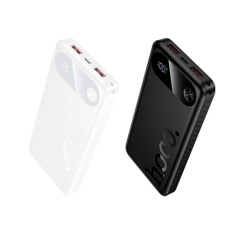 Smukły powerbank Hoco J154 10000 mAh PD 20W / QC 22.5W z wyświetlaczem LCD – Biały