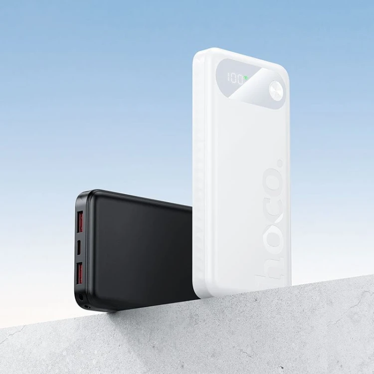 Smukły powerbank Hoco J154 10000 mAh PD 20W / QC 22.5W z wyświetlaczem LCD – Biały