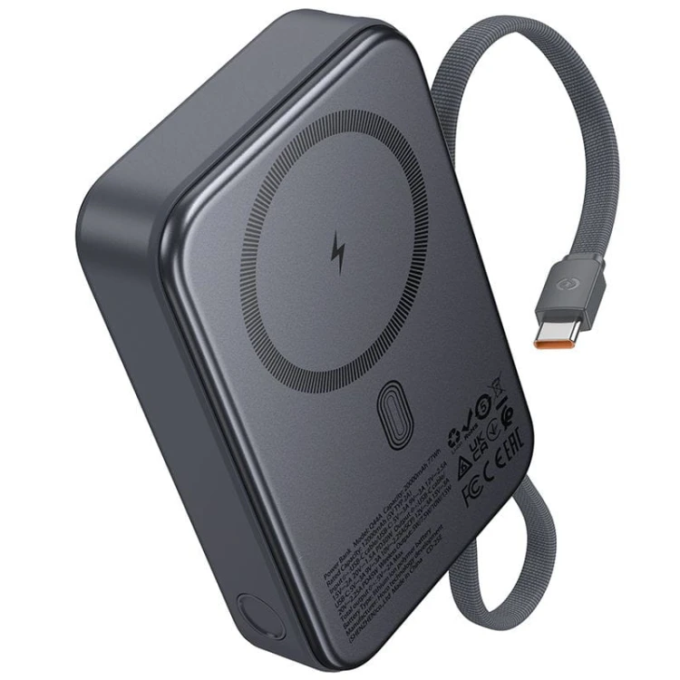 Potężny powerbank z MagSafe Hoco Q44A 20000 mAh PD 45W QC do smartfonów i laptopów – Czarny