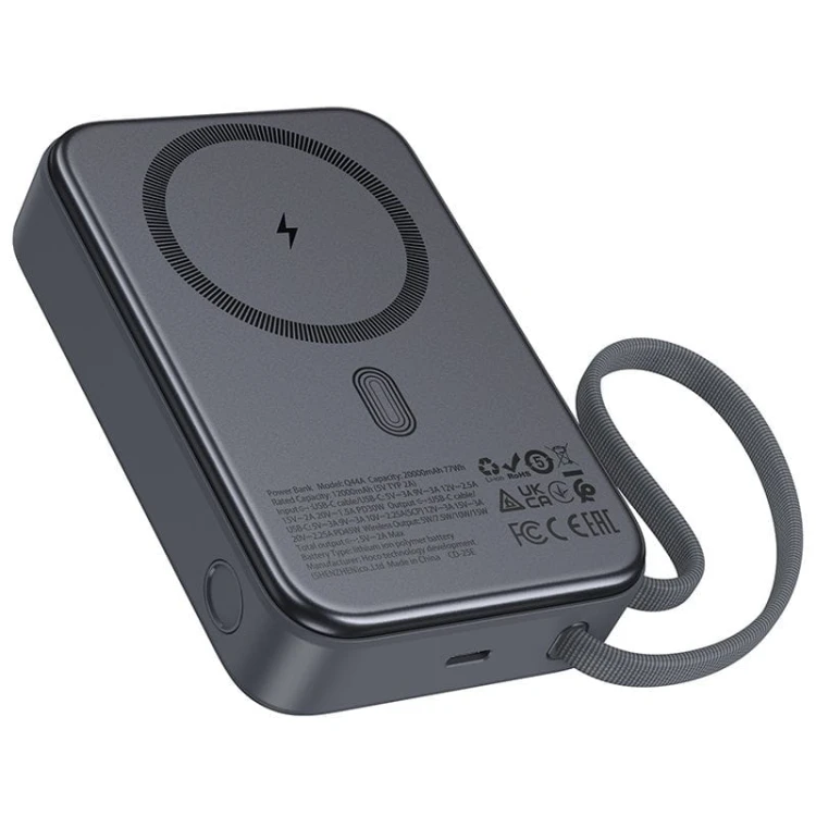 Potężny powerbank z MagSafe Hoco Q44A 20000 mAh PD 45W QC do smartfonów i laptopów – Czarny