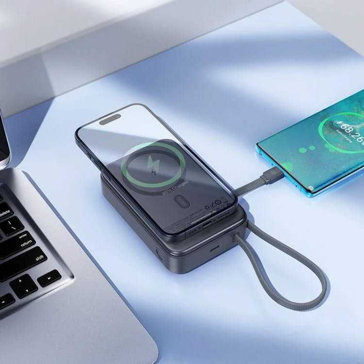 Potężny powerbank z MagSafe Hoco Q44A 20000 mAh PD 45W QC do smartfonów i laptopów – Czarny
