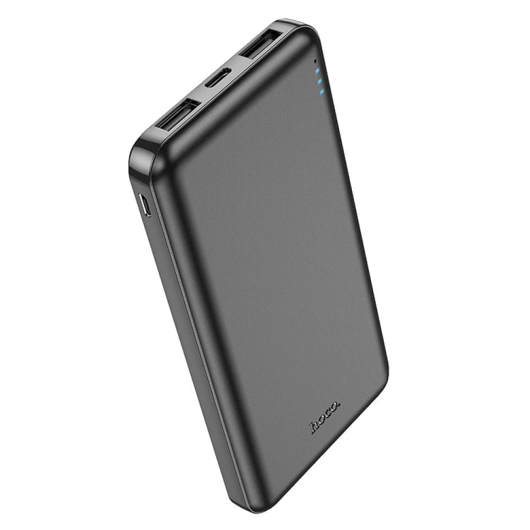 Niezawodny i smukły powerbank Hoco J100 10000 mAh 2.1A z wskaźnikiem LED – Czarny