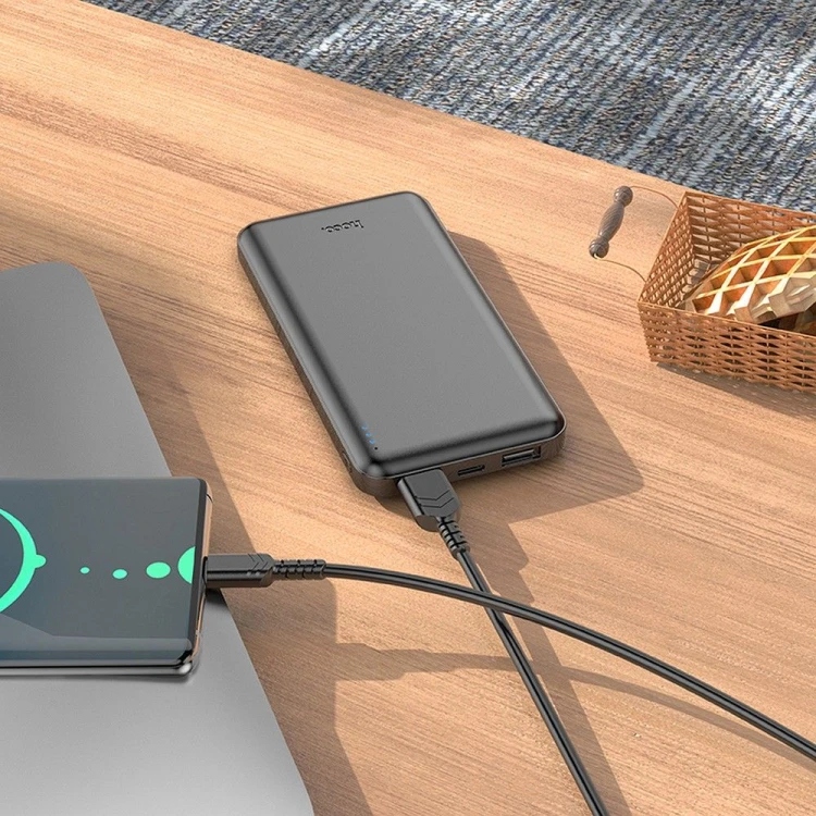Niezawodny i smukły powerbank Hoco J100 10000 mAh 2.1A z wskaźnikiem LED – Czarny