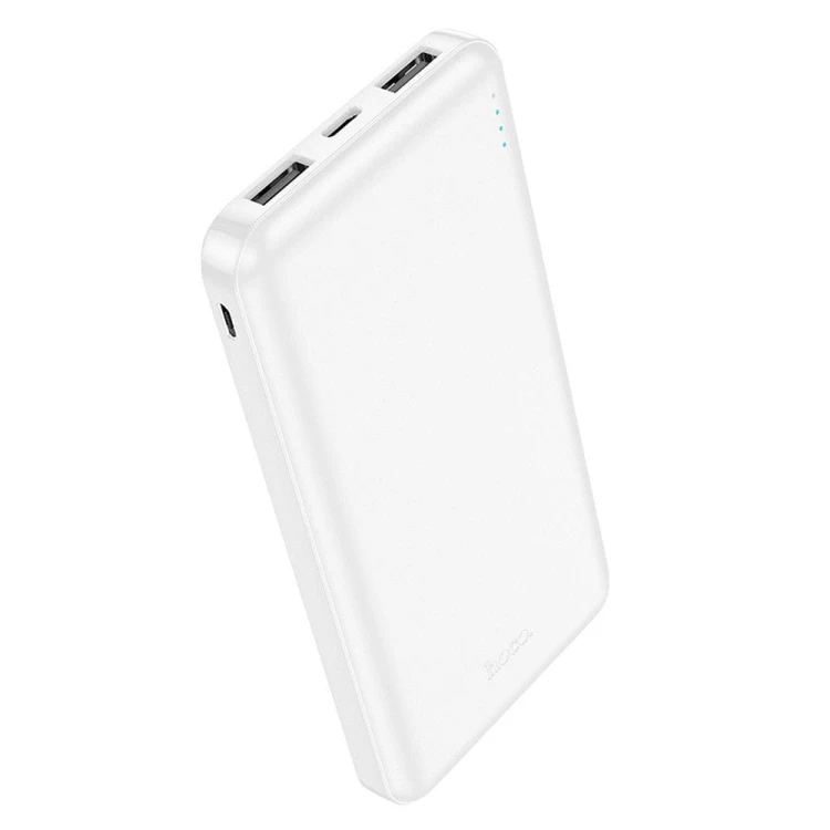 Niezawodny i smukły powerbank Hoco J100 10000 mAh 2.1A z wskaźnikiem LED – Biały