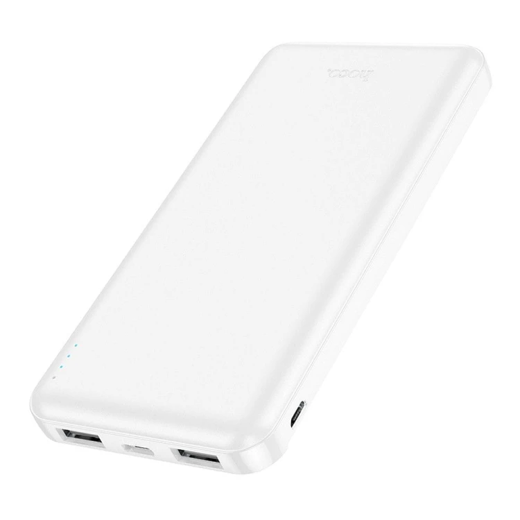 Niezawodny i smukły powerbank Hoco J100 10000 mAh 2.1A z wskaźnikiem LED – Biały