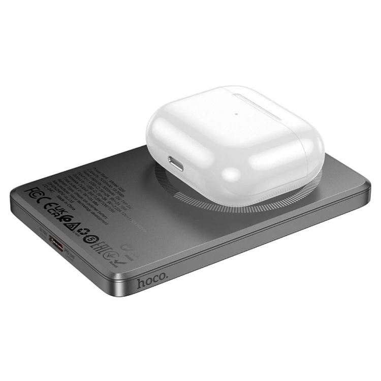 Kompaktowy powerbank z MagSafe Hoco Q26 5000 mAh PD 20W QC – Szary (ze złotym wykończeniem)