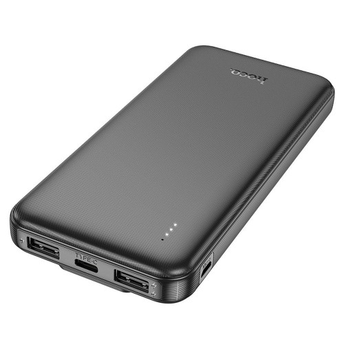 Uniwersalny powerbank Hoco J118 10000 mAh 2A z wbudowanymi kablami USB-C i Lightning – Czarny