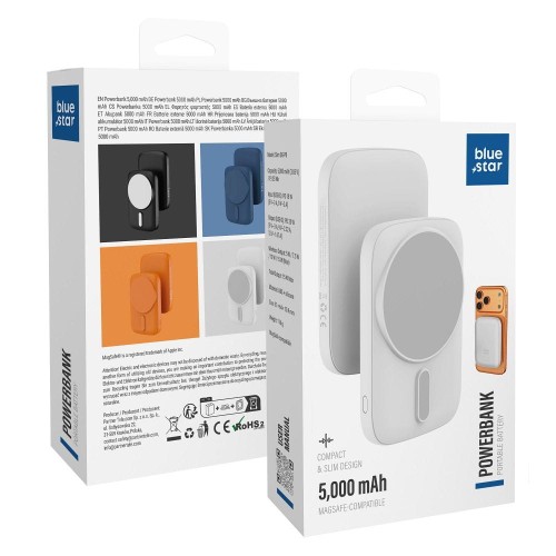 Ultra-lekki powerbank z MagSafe Blue Star Slim DG-P8 5000 mAh PD 20W – Biały