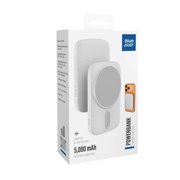 Ultra-lekki powerbank z MagSafe Blue Star Slim DG-P8 5000 mAh PD 20W – Biały