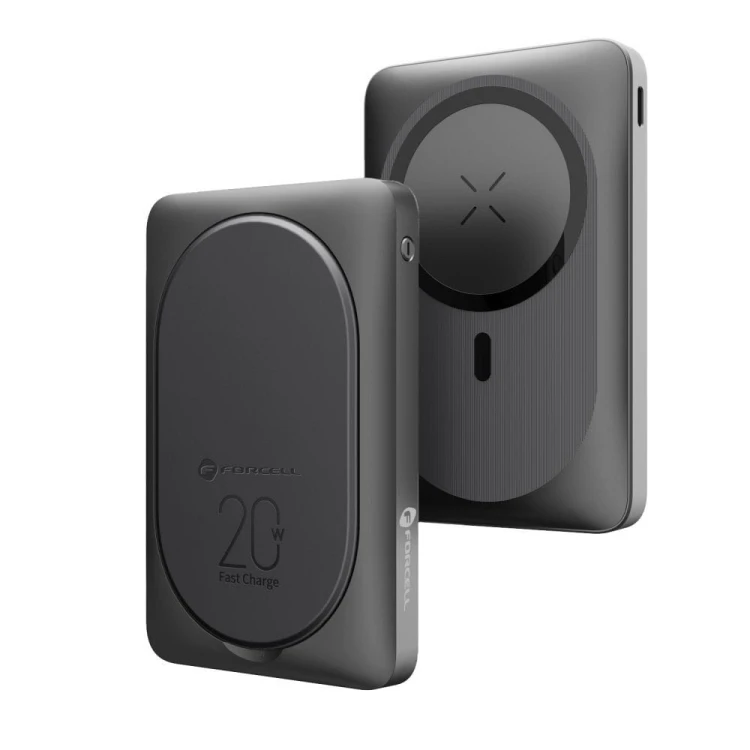 Kompaktowy powerbank z MagSafe i podpórką Forcell F-Energy MagStand F10K2 10000 mAh PD 20W QC 3.0 – Czarny