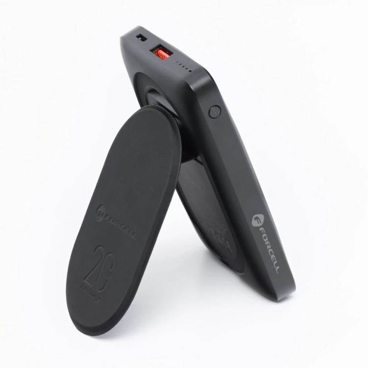 Kompaktowy powerbank z MagSafe i podpórką Forcell F-Energy MagStand F10K2 10000 mAh PD 20W QC 3.0 – Czarny