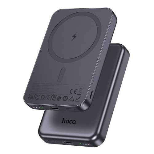 Kompaktowy powerbank z MagSafe Hoco J160 5000 mAh 2A z wejściem Lightning i USB-C – Szary