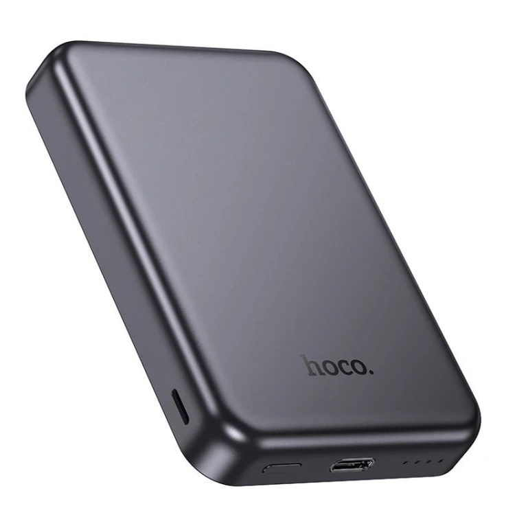 Kompaktowy powerbank z MagSafe Hoco J160 5000 mAh 2A z wejściem Lightning i USB-C – Szary