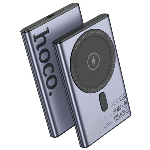 Ultra-smukły aluminiowy powerbank z MagSafe Hoco Q32 5000 mAh PD 20W QC – Szary