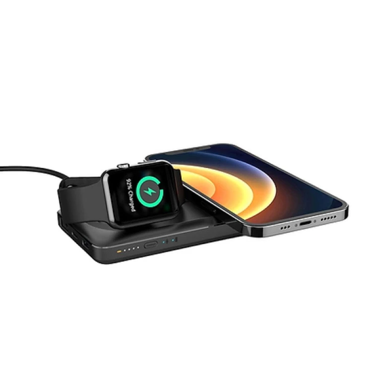 Multifunkcyjny powerbank 6w1 Veger MagMulti (W1156) 10000 mAh PD 3.0 / QC 3.0 22.5W z MagSafe i ładowarką Apple Watch – Czarny