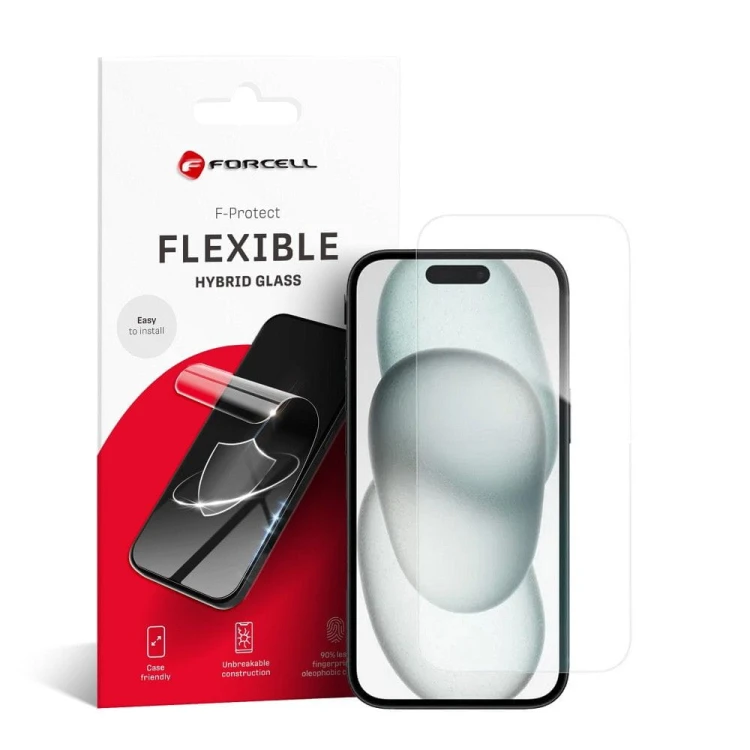 Niepękające szkło hybrydowe Forcell Flexible Nano Glass do iPhone 15 – Transparentne