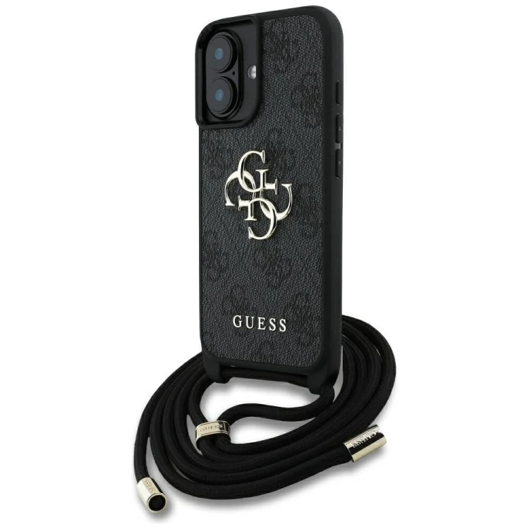 tui Guess iPhone 16 4G Big Logo Crossbody Czarne - Futerał ze Smyczą