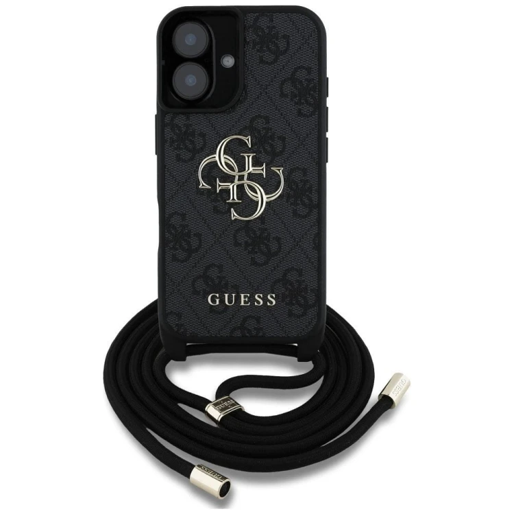 tui Guess iPhone 16 4G Big Logo Crossbody Czarne - Futerał ze Smyczą