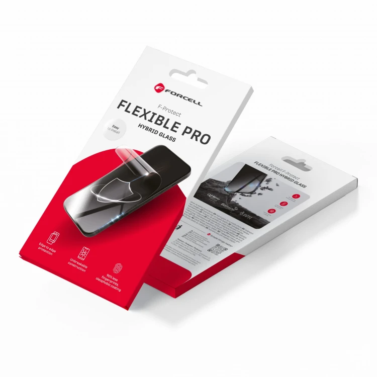 Niepękające szkło hybrydowe 5D na cały ekran Forcell Flexible do iPhone 16 Plus – Czarne Ramki