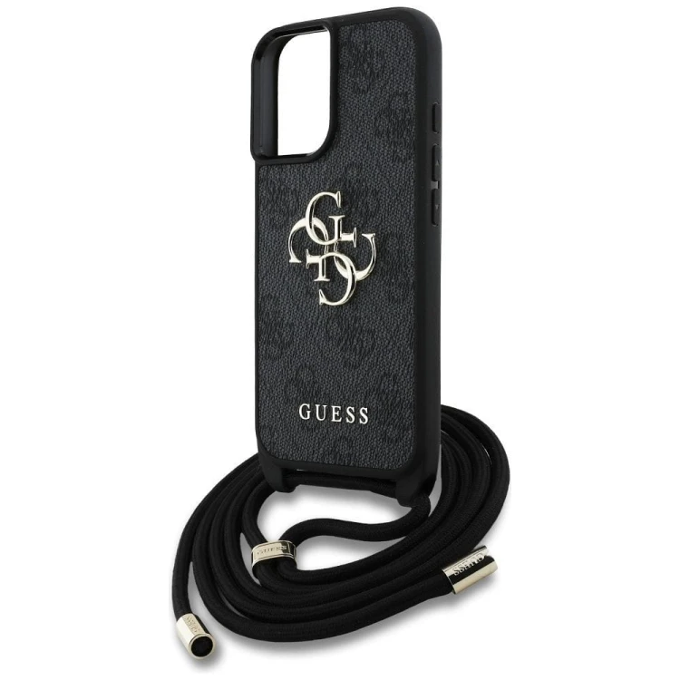 tui Guess iPhone 16 4G Big Logo Crossbody Czarne - Futerał ze Smyczą