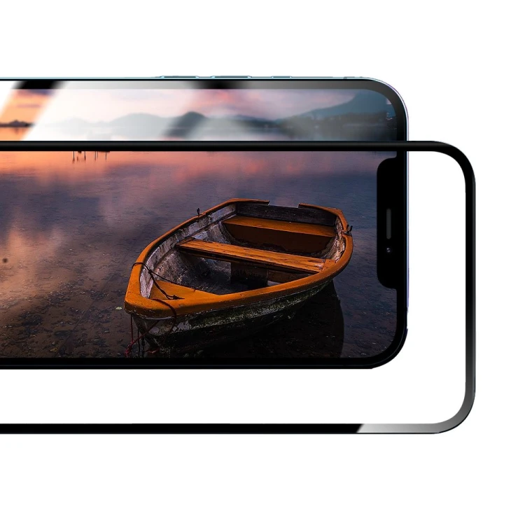 Niepękające szkło hybrydowe 5D na cały ekran Forcell Flexible do iPhone 15 Pro Max – Czarne Ramki