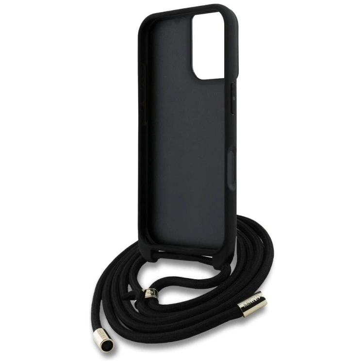 tui Guess iPhone 16 4G Big Logo Crossbody Czarne - Futerał ze Smyczą