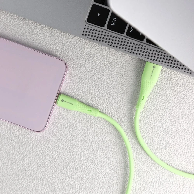 Elastyczny kabel silikonowy USB-A do USB-C Forcell F-Energy C342 66W 3A 1 m – Zielony