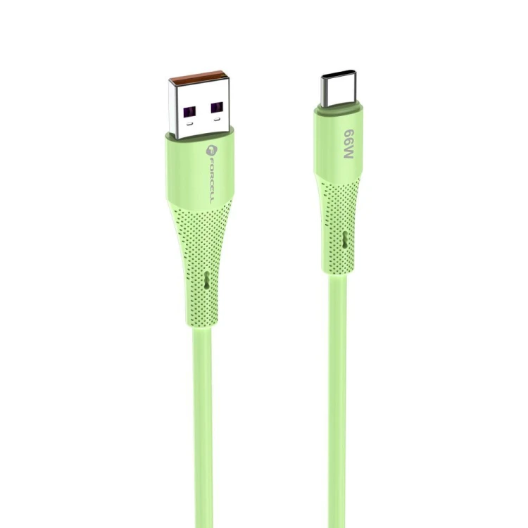 Elastyczny kabel silikonowy USB-A do USB-C Forcell F-Energy C342 66W 3A 1 m – Zielony