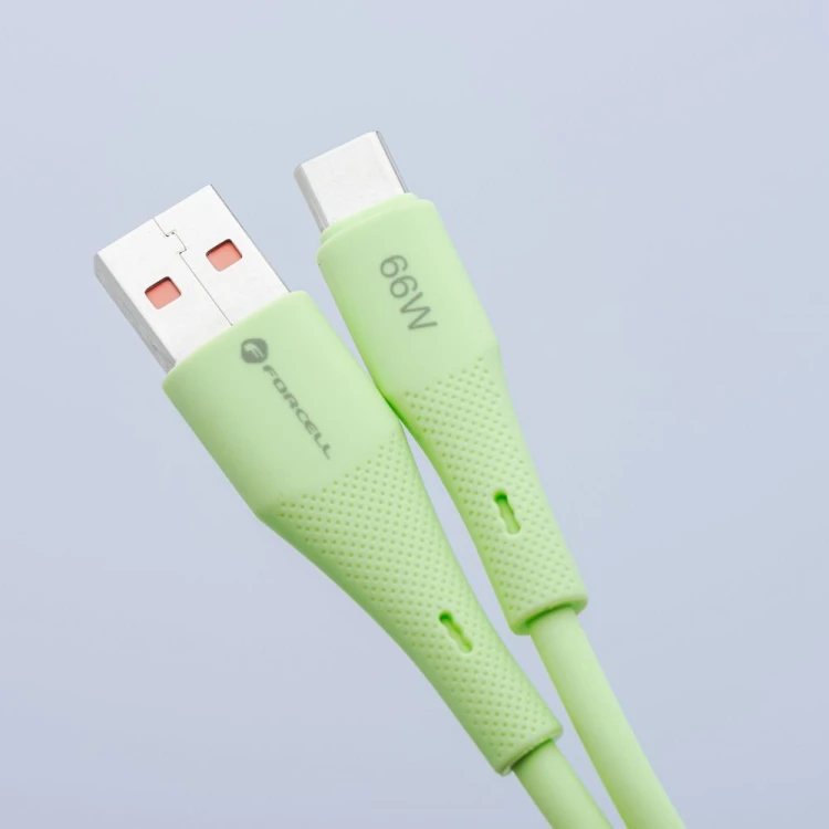 Elastyczny kabel silikonowy USB-A do USB-C Forcell F-Energy C342 66W 3A 1 m – Zielony