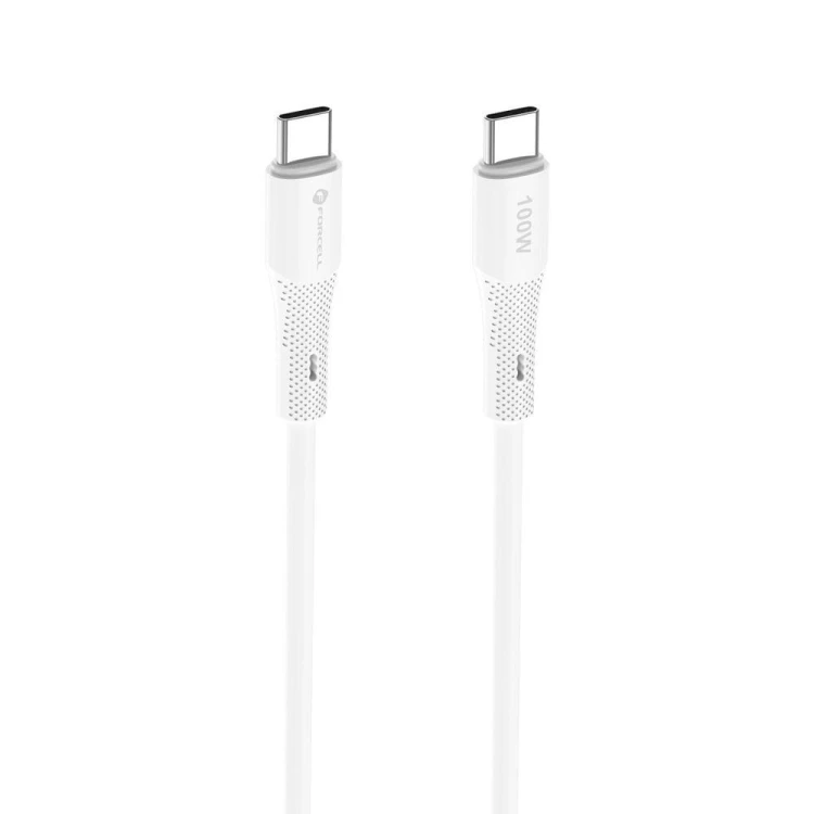 Elastyczny kabel silikonowy USB-C do USB-C Forcell F-Energy C347 100W 5A 1 m – Biały