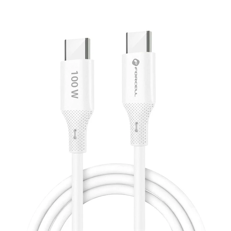 Elastyczny kabel silikonowy USB-C do USB-C Forcell F-Energy C347 100W 5A 1 m – Biały