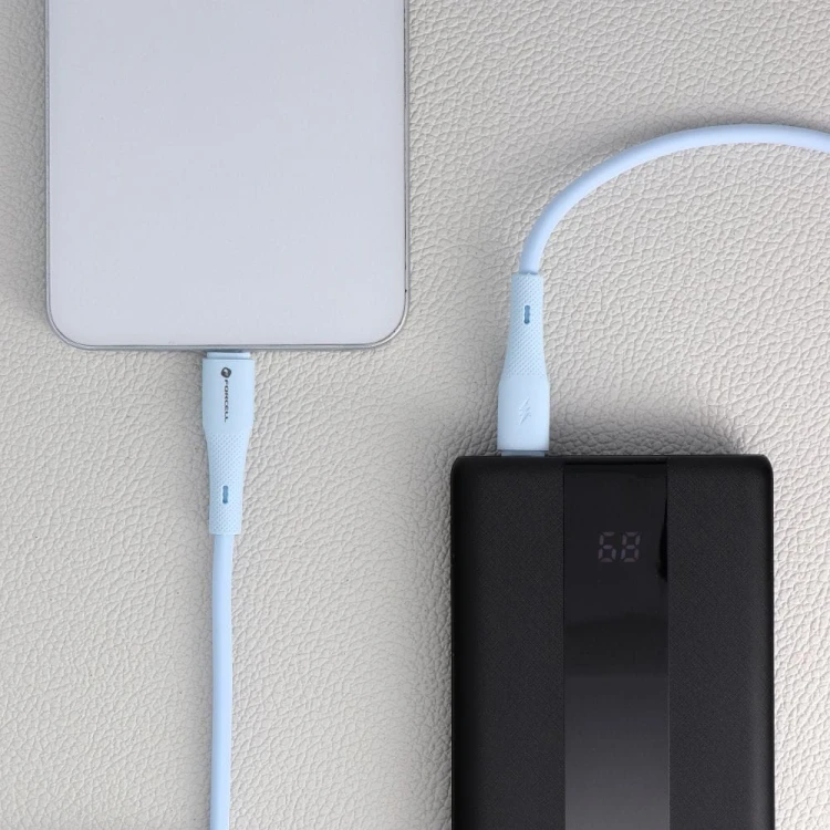 Elastyczny kabel silikonowy USB-C do USB-C Forcell F-Energy C344 60W 3A 1 m – Niebieski
