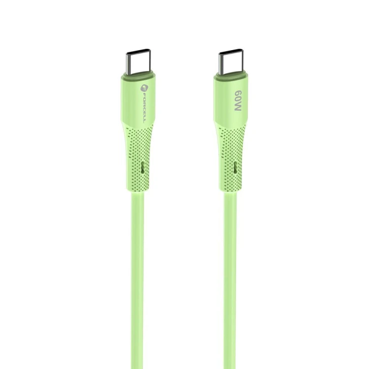 Elastyczny kabel silikonowy USB-C do USB-C Forcell F-Energy C344 60W 3A 1 m – Zielony