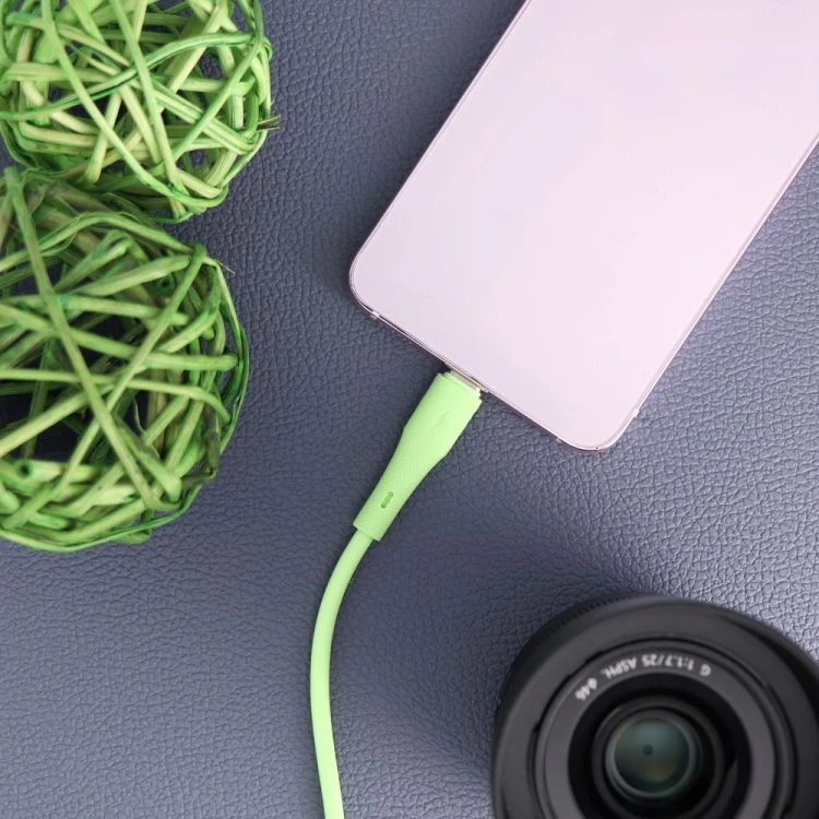 Elastyczny kabel silikonowy USB-C do USB-C Forcell F-Energy C344 60W 3A 1 m – Zielony