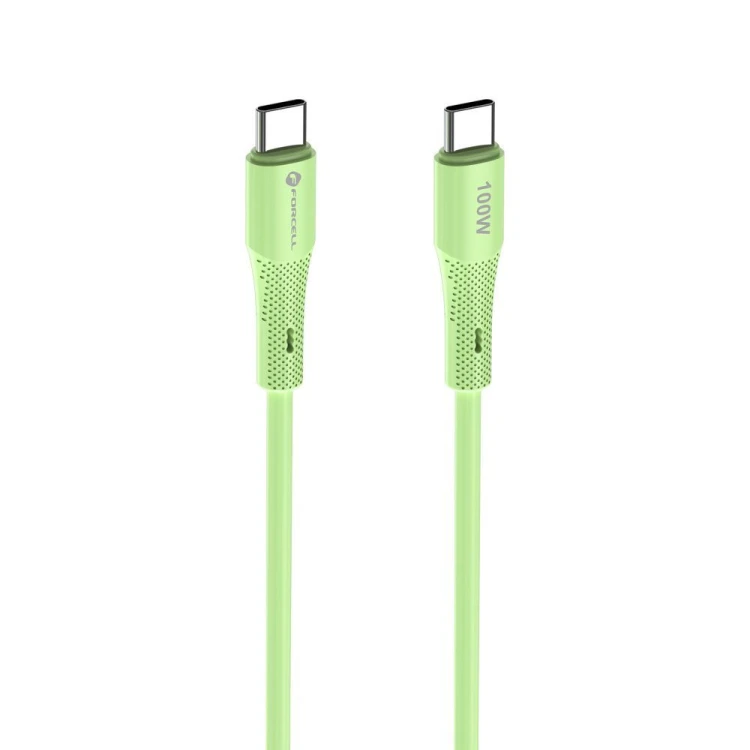 Elastyczny kabel silikonowy USB-C do USB-C Forcell F-Energy C347 100W 5A 1 m – Zielony