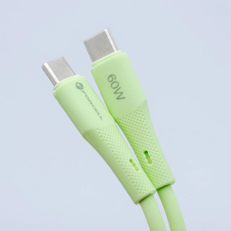 Elastyczny kabel silikonowy USB-C do USB-C Forcell F-Energy C347 100W 5A 1 m – Zielony