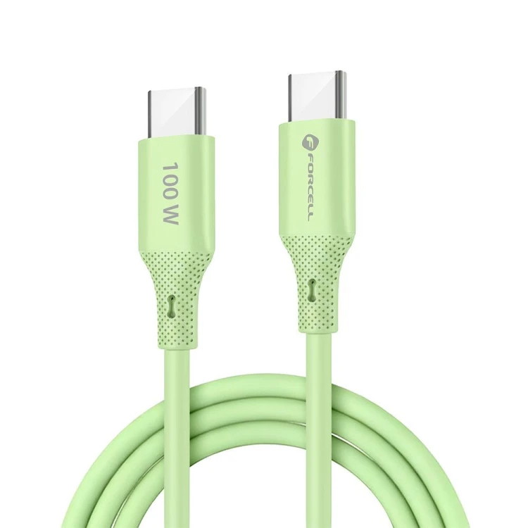 Elastyczny kabel silikonowy USB-C do USB-C Forcell F-Energy C347 100W 5A 1 m – Zielony