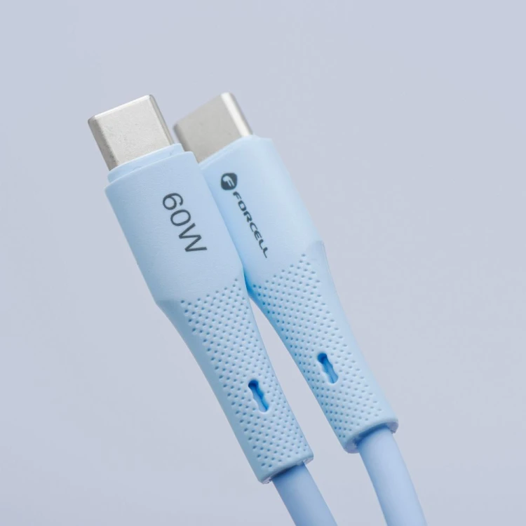 Elastyczny kabel silikonowy USB-C do USB-C Forcell F-Energy C347 100W 5A 1 m – Niebieski