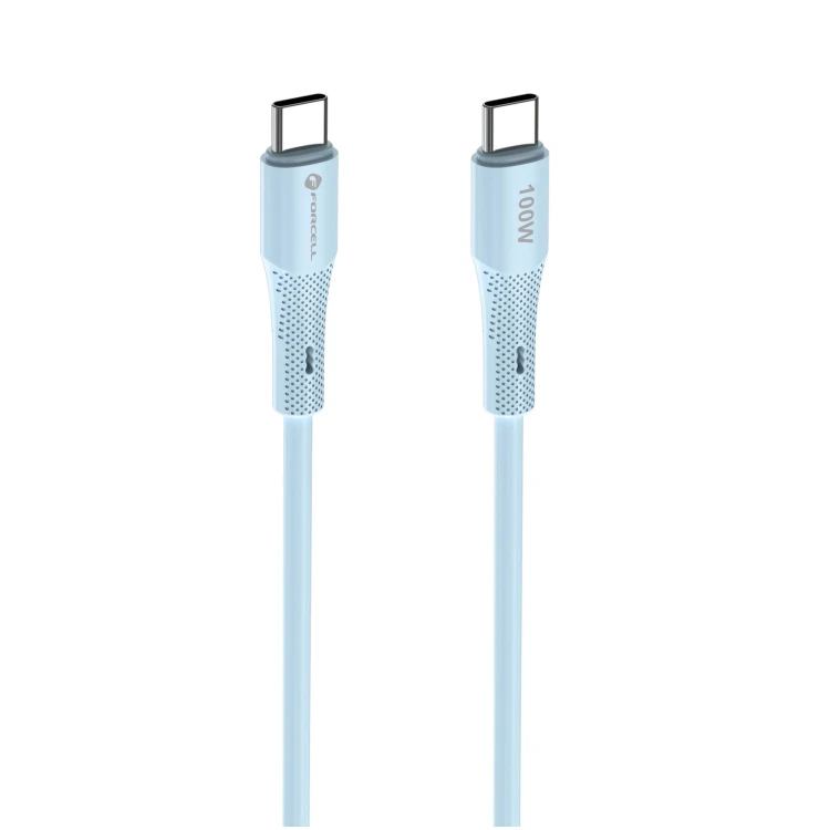 Elastyczny kabel silikonowy USB-C do USB-C Forcell F-Energy C347 100W 5A 1 m – Niebieski