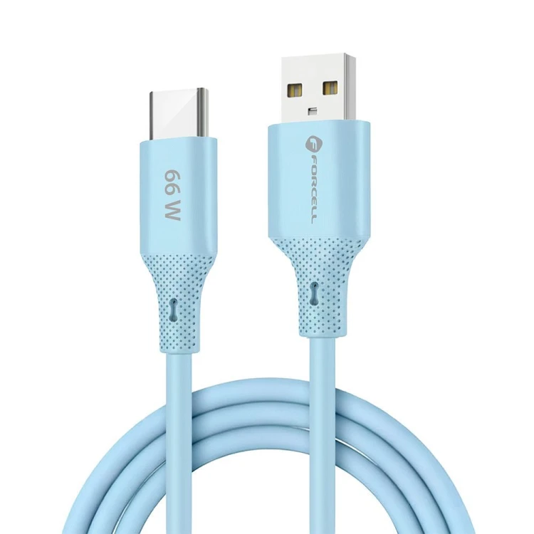 Elastyczny kabel silikonowy USB-A do USB-C Forcell F-Energy C342 66W 3A 1 m – Niebieski