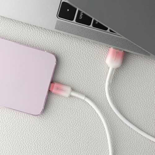 Pancerny kabel w oplocie nylonowym USB-A do USB-C Forcell F-Energy C352 66W 3A 1 m – Biały z gradientem