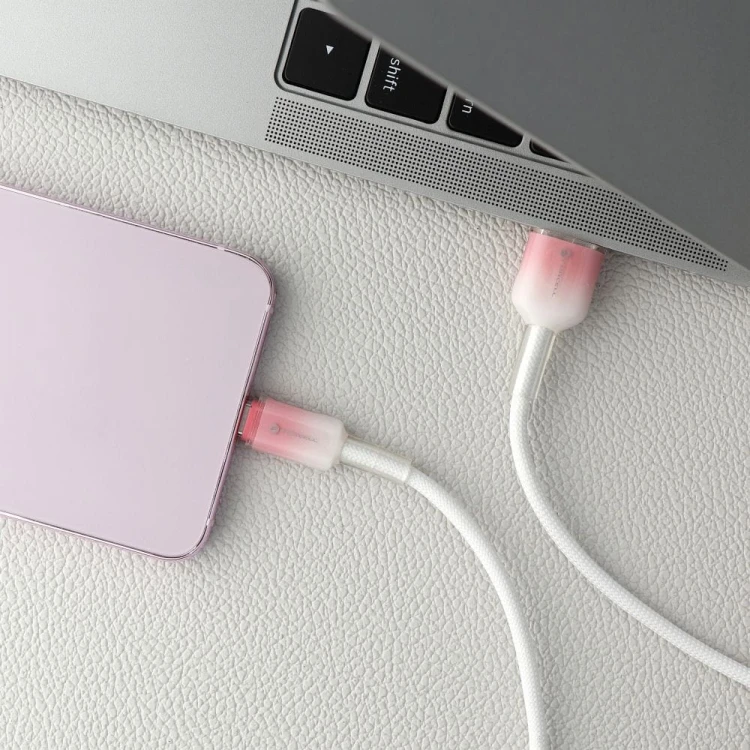 Pancerny kabel w oplocie nylonowym USB-A do USB-C Forcell F-Energy C352 66W 3A 1 m – Biały z gradientem