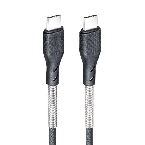 Pancerny kabel w metalowym oplocie USB-C do USB-C Forcell F-Energy CB-04C 100W 5A 1 m – Czarny Carbon