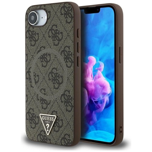 Etui Guess iPhone 16e / SE 4 2025 4G Ring Triangle Brązowe - Pokrowiec MagSafe