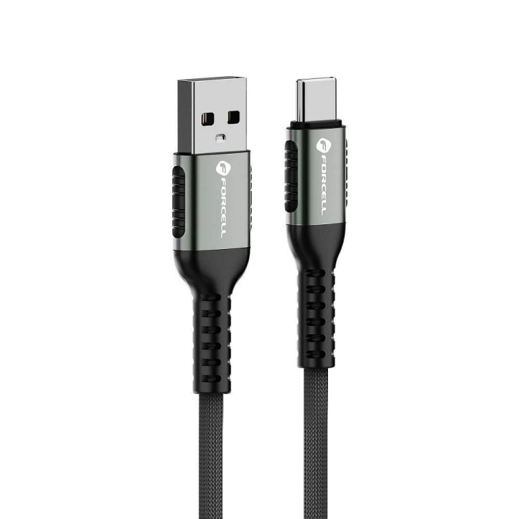 Wytrzymały kabel w oplocie nylonowym USB-A do USB-C Forcell F-Energy C256 66W 3A 0,5 m – Czarny Cafule